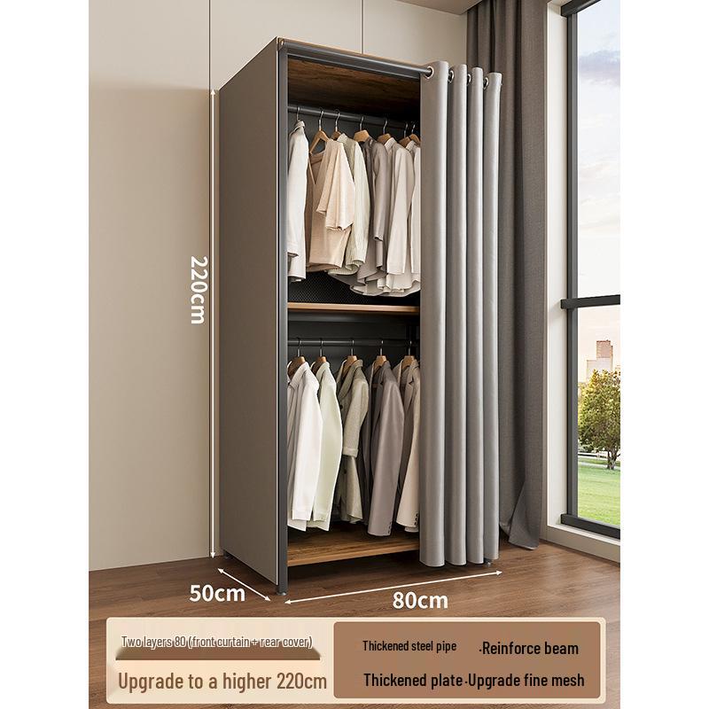 Metal Walk-In Wardrobe: Floor-Standing Clothes Rack, Open Garment and Hat Rack, Bedroom Shelf Assembly