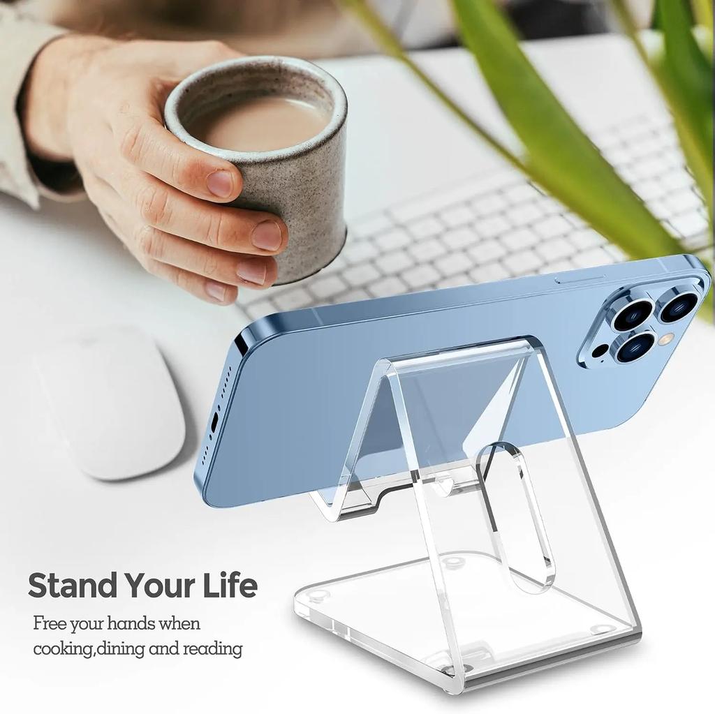 Universal Transparent Mobile Phone Holder Simple Lazy Desktop Tablet Bracket Counter For All Smartphones IPad