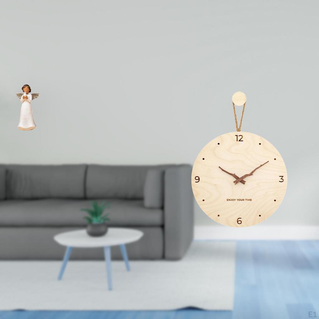 Cherub Resin Figurine with Pigeon And Minimalist Nordic Wood Wall Clock Decorative Sculpture for
