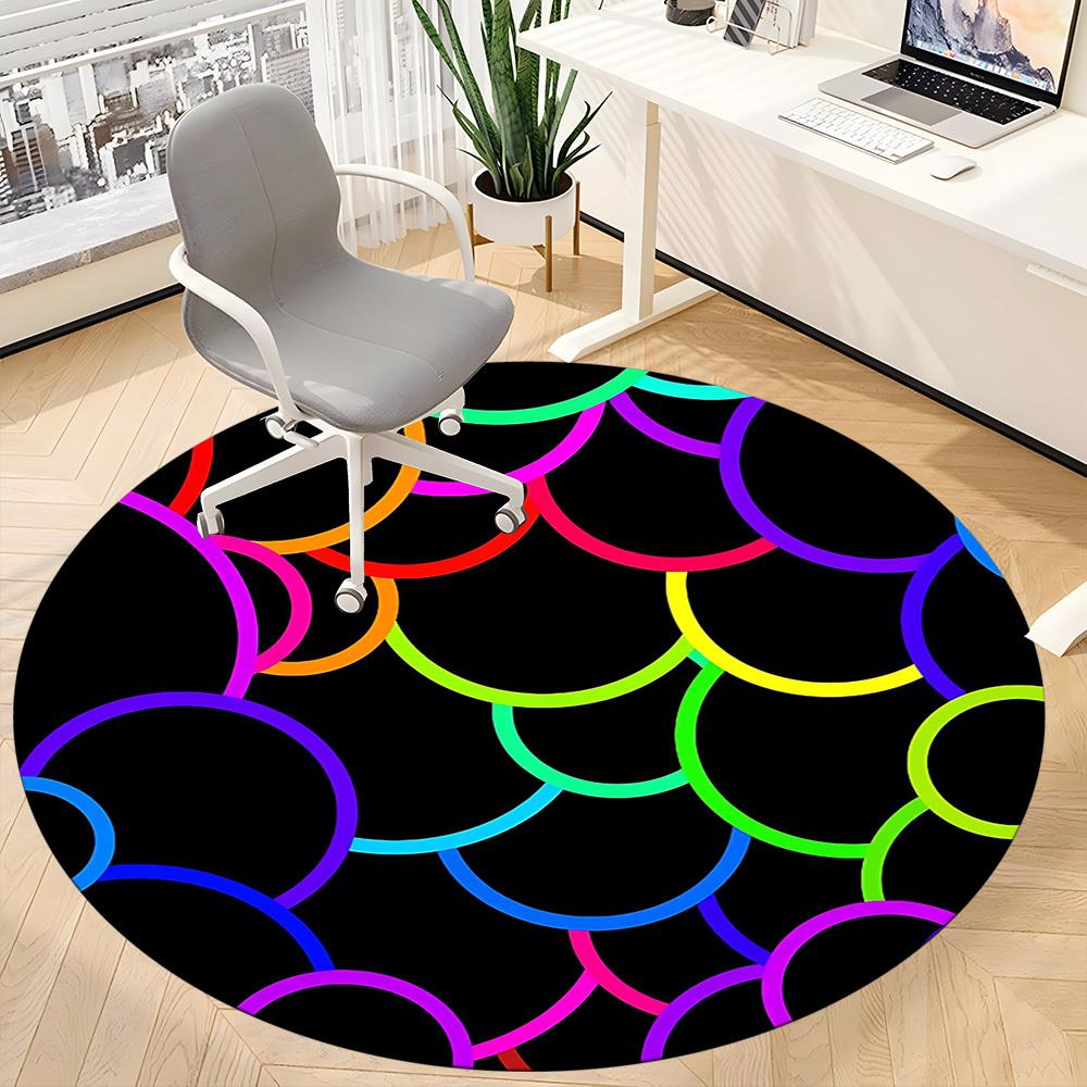 1pc Circle Pattern Carpet, Round Non Slip Durable Large Size Office Carpet, Suitable for Office