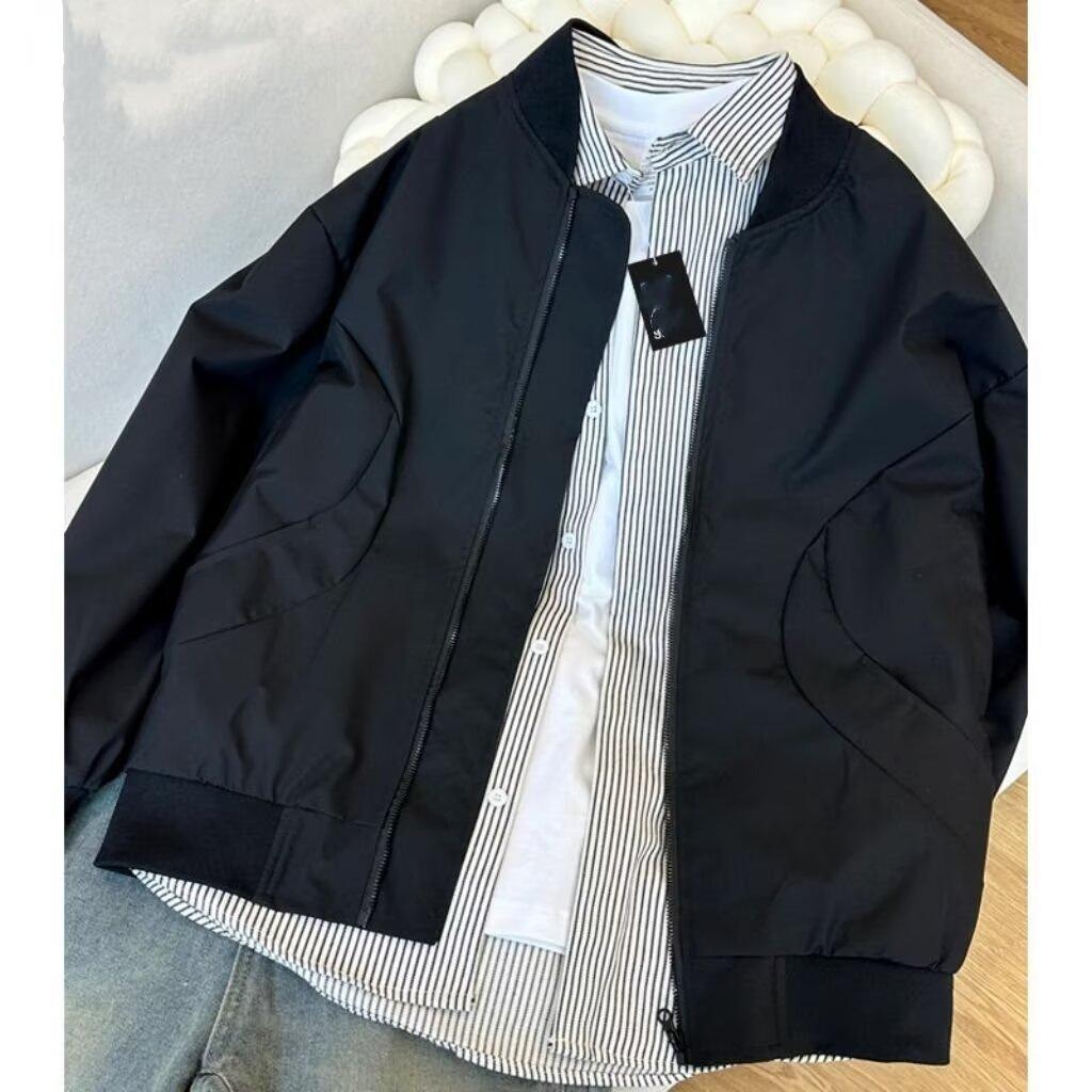 

American Cleanfit Harrington Jacket Set Men s Autumn and Winter Light Color Stand-up Collar Couple Baseball Cotton Jacket Flight Jacket M чёрный
