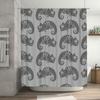 Stylish Chameleon Shower Curtain Set for Bathroom Decor Modern Grey Animal Pattern Waterproof Fabric 240x180cm
