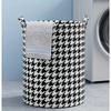Foldable Houndstooth Laundry Hamper, Modern Fabric Storage Basket with Handle, Versatile for Bedroom, Bathroom, Living Room