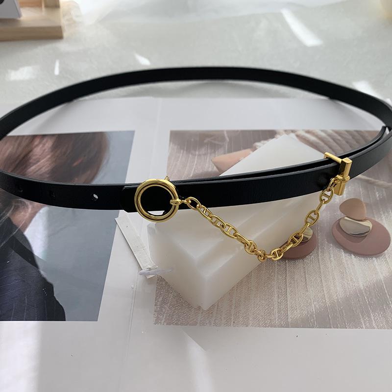 

Dress Trendy Womens With Sleek Waist Belt And Classic Round Design Buckle чёрный