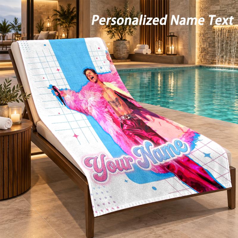 Harry Styles Custom Name Beach Towel Large Soft Towel for Indoor Bathroom Outdoor Beach