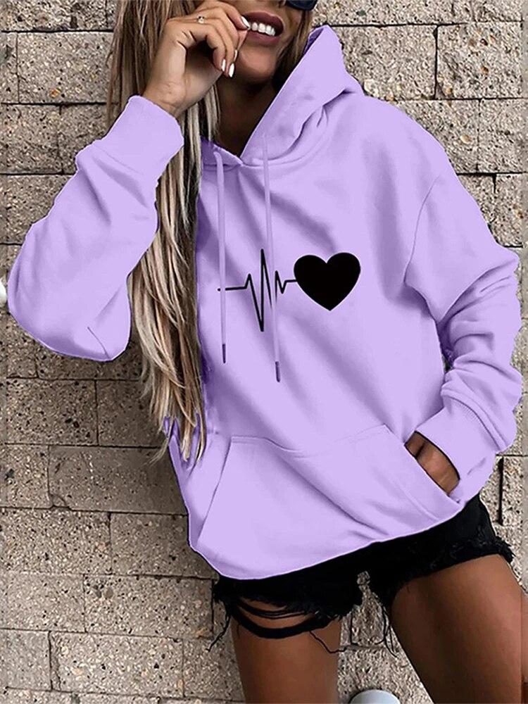 Sweat à Capuche Femme Oversize Y2K - Manches Longues, Couleur Unie, Poche Kangourou, Confortable Et Tendance