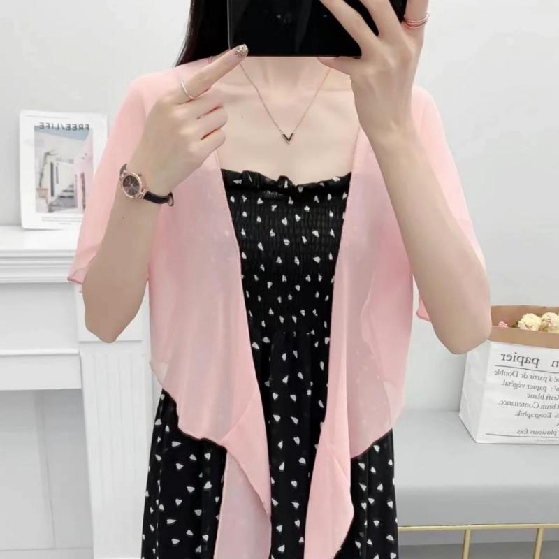 New Women's Short Chiffon Shawl, Versatile Summer Cardigan, Lightweight Outerwear
