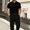Men Mesh Knit Short Sleeve Shirt with Polo Collar Button Front Lightweight Breathable Ice Silk Fabric Casual Summer Top