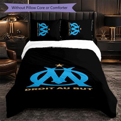 Olympique Marseille 3 Piece Bedding Set Soft Duvet Cover Set with Pillowcases Printed Bedroom Decor Set for Home