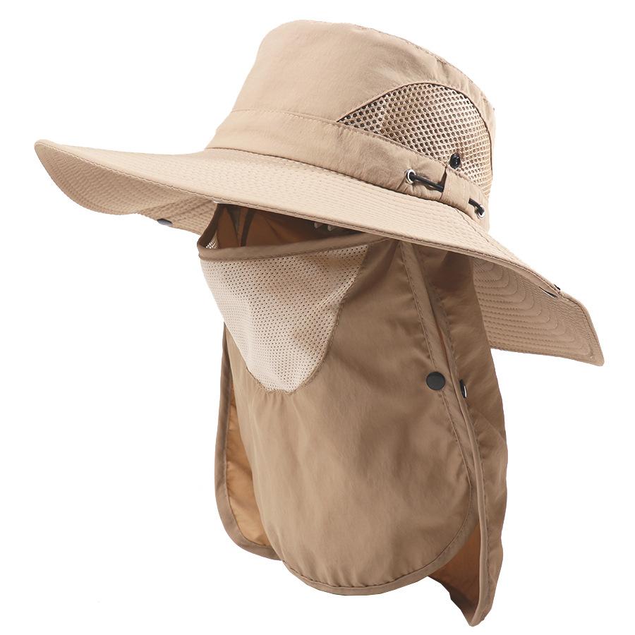 Outdoor sunscreen cap men's new summer sunshade face protection shawl removable big eaves neck protection mountaineering fisherman hat
