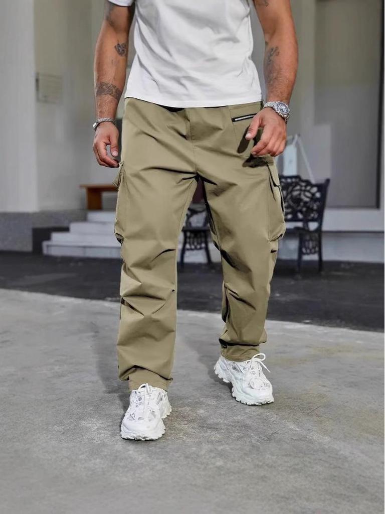 2025 Men's Outdoor Cargo Pants: Loose Fit, Multi-Pocket, Functional, Elastic Drawstring, Zipper Design