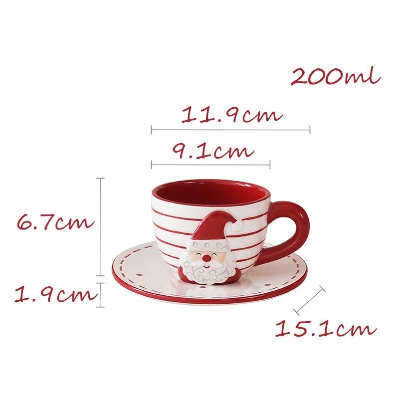 Christmas Embossed Ceramic Tableware Set Xmas Mug Coffee Pot Storage Jar Cute Santa Reindeer Design for Home Kitchen Holiday Decor Gift