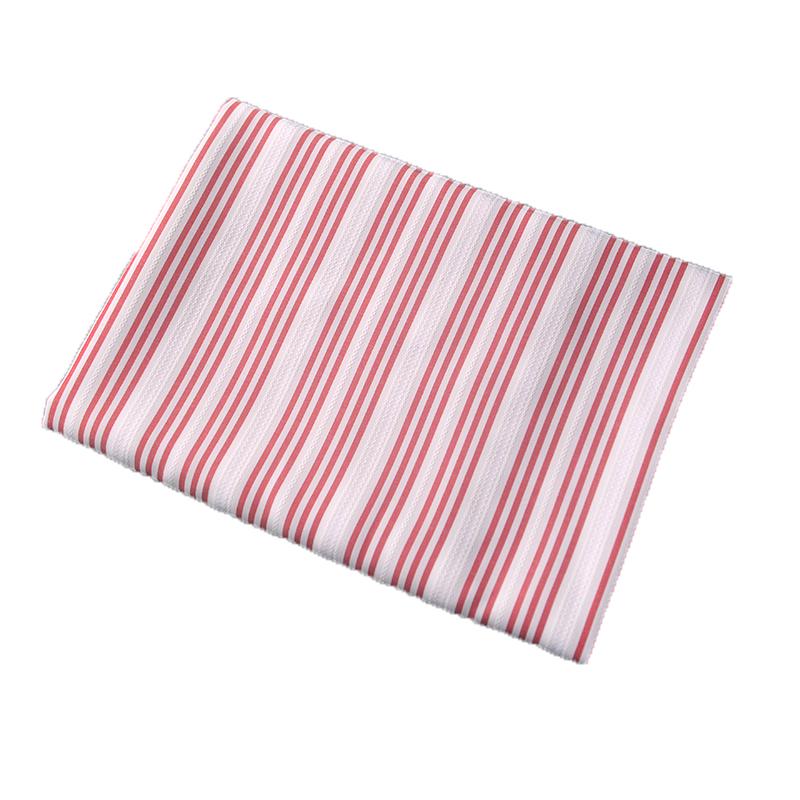Children's Spring Doll Dress: Red, White, Blue, Black Striped Jacquard Polyester with Floral Wall Design