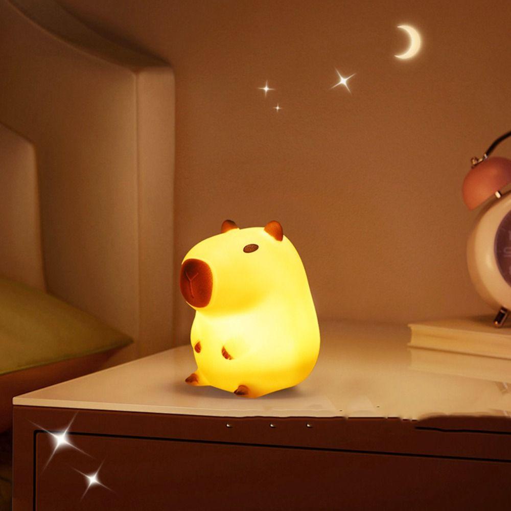 Cute Timing Function Capybara Night Light Adorkable USB Rechargeable Silicone LED Lamp Colorful Sleep Light Children's Bedroom