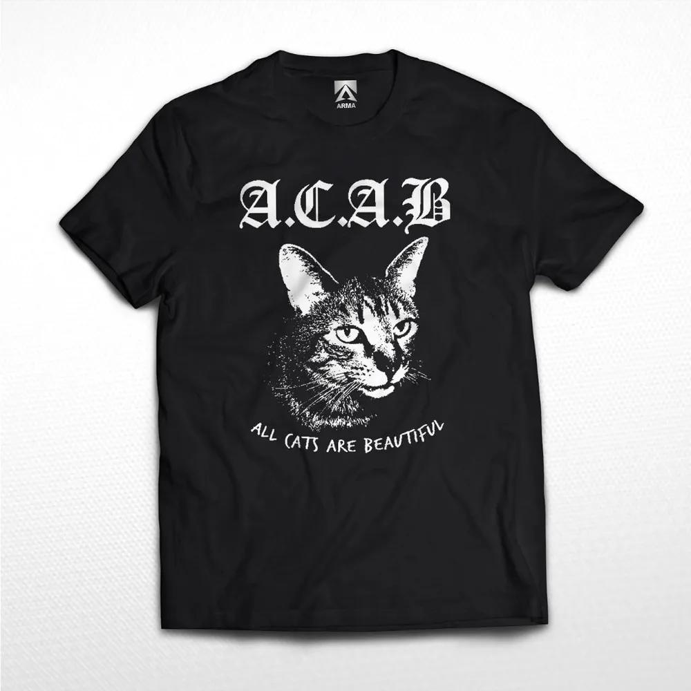 Unisex Short Sleeve Crew Neck Cotton T Shirt Acab All Cats Are Beautiful XXXXL