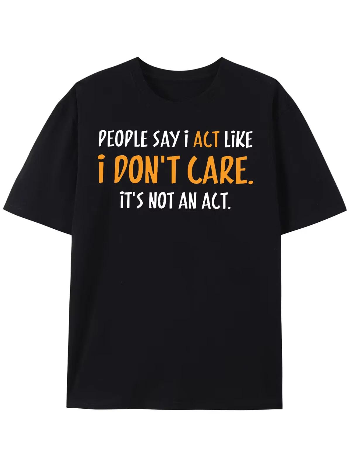 Cool Slogan Print T-shirt, Men s Casual Street Style Slightly Stretch Round L