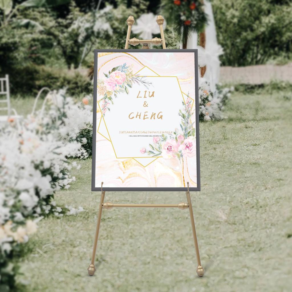 Goldene Fotorahmen-Aufsteller für Hochzeit, 2 Stück 50x118cm Staffelei Hintergrundhalter, Metallische Eisendekoration, Max. 5kg/11lbs Tragfähigkeit
