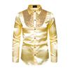 Men Retro Glossy Shirt Lapel Button-up Shirt with Sequins Vintage Formal Shirt for Disco Bars Nightclubs Parties