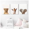 Tierbaby Zebra Löwe Elefant Leinwand Poster Kindergarten Wand Kunst Druck Minimalismus
