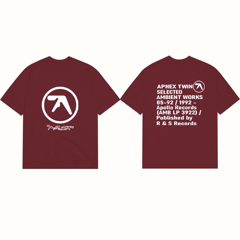 Men T-Shirt Aphex Black Print Cotton Graphic Oversized Korean Fashion Short Sleeve Tops Tees Y2k Streetwear Clothing