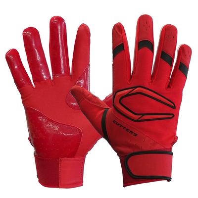 CUTTERS Batting Gloves B444 Power Control Size 4.0, Ambidextrous, Baseball/Softball, M, Red/Black