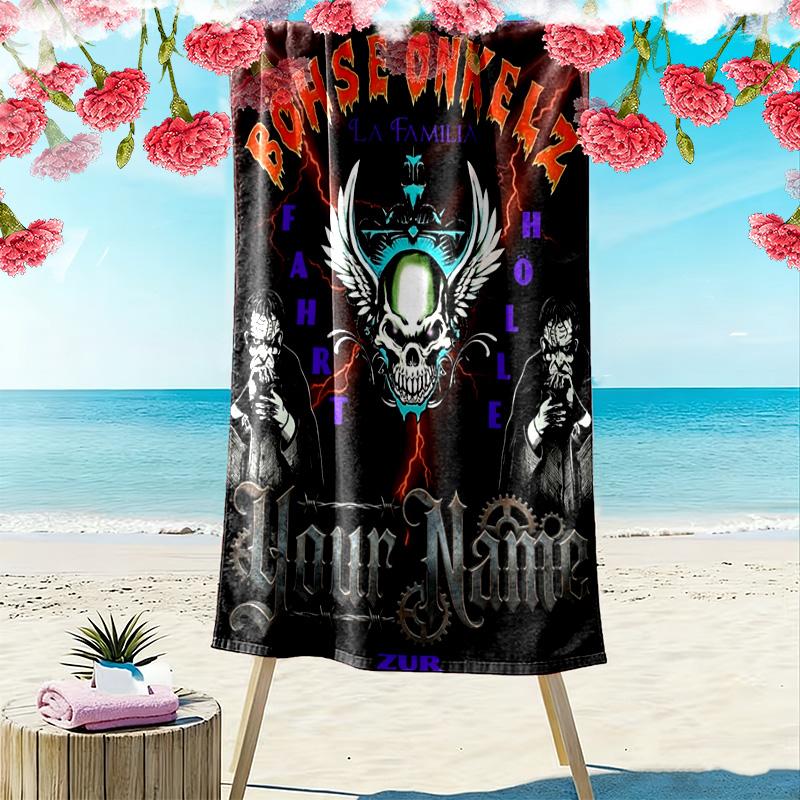 Name Custom Böhse Onkelz Poster Print Beach Towel, Large Soft Quick Dry Towel for Beach Camping Swimming