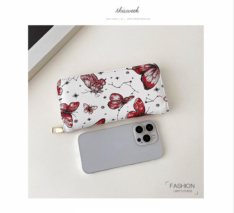 2024 Korean Butterfly Print Clutch: Stylish Single-Zip Wallet for Women