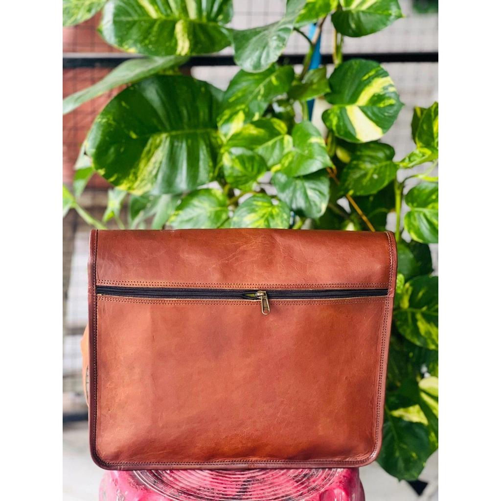 Leather Messenger Bag New Brown Laptop Handmade World