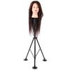 Wig Head Stand Mannequin Tripod Adjustable Hairdressing False Head Mold Stand BracketBlack