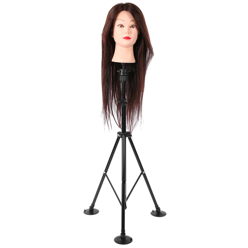 Wig Head Stand Mannequin Tripod Adjustable Hairdressing False Head Mold Stand BracketBlack