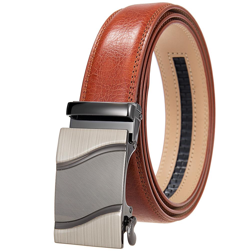 1Pcs Fashion Automatic Buckle Belt, Korean Version Of Men'S Belt, Two-Layer Cowhide Ly36-31703-1