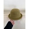 Solid Color Rolled Edge Wool Fisherman Hat Women's Autumn and Winter High End Hat Face Showing Top Hat Dome Casual Basin Hat