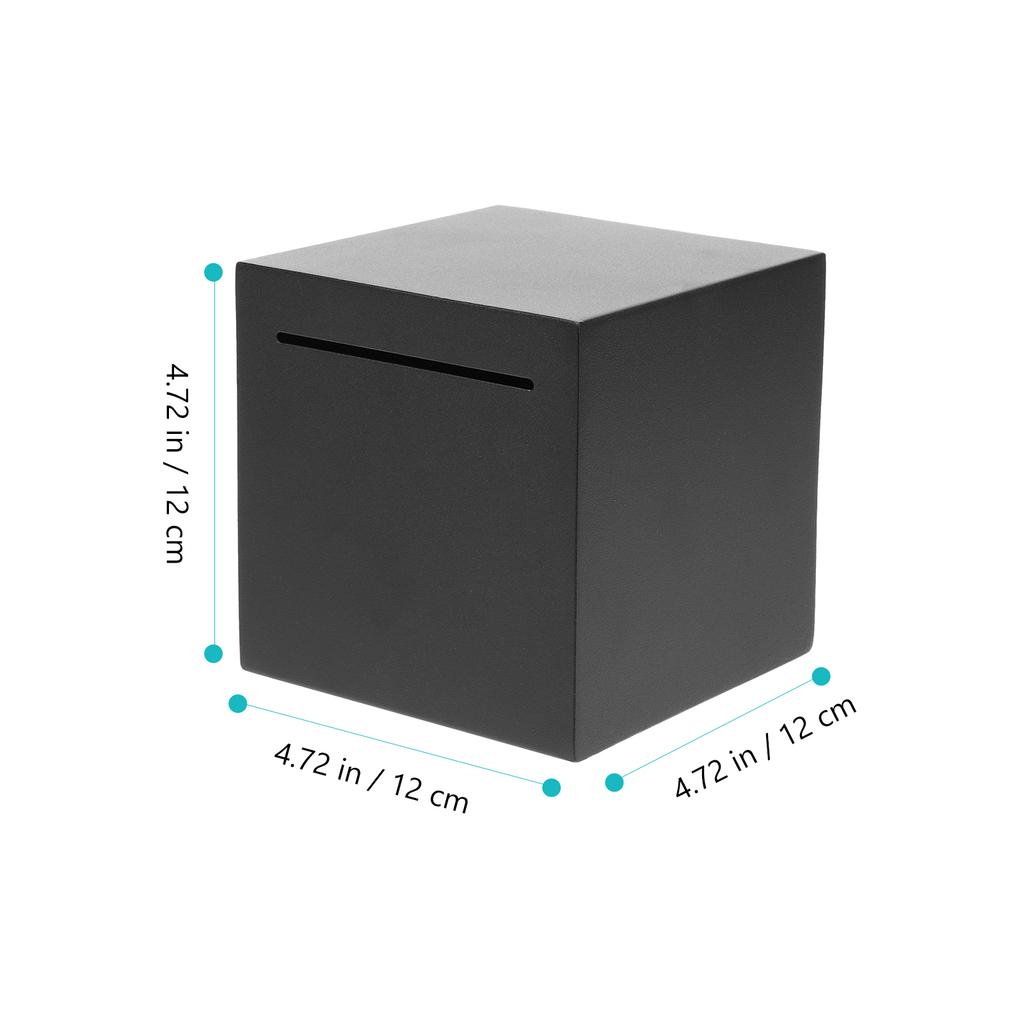 Piggy Bank Adults Stainless Steel Money Saving Box Frosted Black Coin Container Decorative Small Piggy Bank 12*12*12cm
