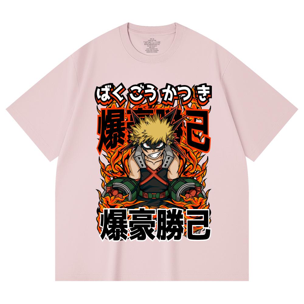 230 Gsm 100% Cotton My Hero Academia V13 Bakugo Print Unisex Heavy Cotton T Shirt
