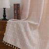 Modern Yarn-Dyed Waterproof Cotton And Linen Curtains Solid Color Semi-Shading Small Fresh Living Room Balcony Light Luxury Cotton And Linen Curtains