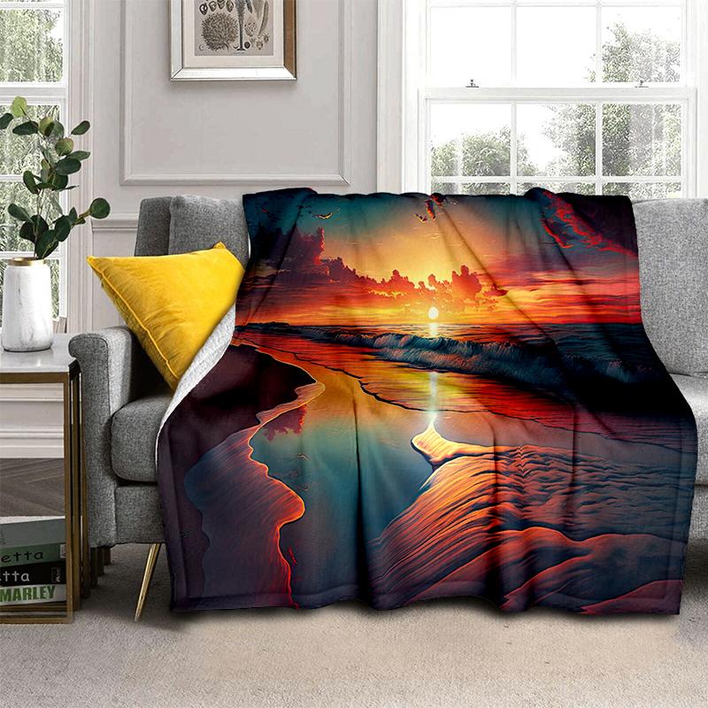 2025 New Style Sea Water Beach Reef 3D Nature Scenery Blanket,Soft Throw Blanket for Home Bedroom Bed Sofa Travel Picnic Cover