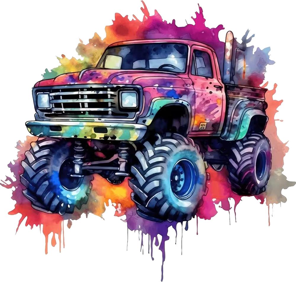 

QT2338#15cm Monster Truck Waterproof Car Decorative Decal, Suitable for Cars, Laptops, Bumpers, Glass Window Sticker 15cm-longest side