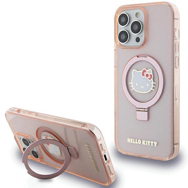 Hello Kitty Hkhmp15Xhrsgep Iphone 15 Pro Max 6.7 Różowy/Pink Hardcase Ring Stand Glitter Electrop Logo Magsafe