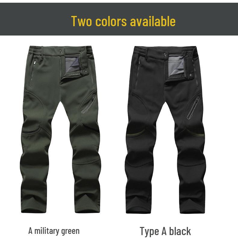 Men's Plus Size Fleece-Lined Waterproof Softshell Hiking Pants - XL