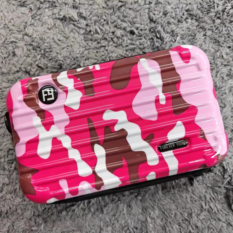 

Leopard Print Camouflage Box Bag, Small Square Bag, Women S Mini Hard Shell Small Suitcase, Shoulder Messenger Bag, Mobile Phone Bag. коралові червоний колір