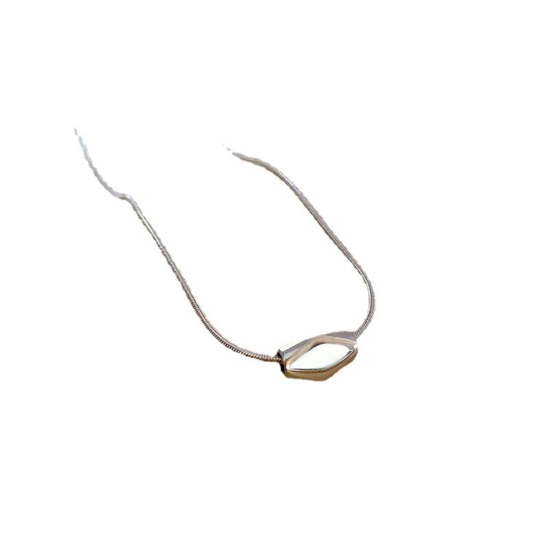 Rhombus Bohnen Personalisierter Minimalistischer Ofen Echtsilber Halskette Damen Schlüsselbein Kette Mit