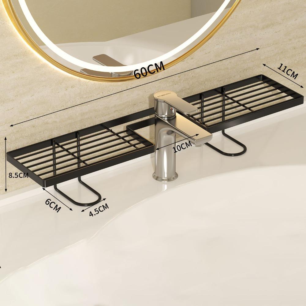 Draining Bathroom Vanity Shelf for Organizing Handwashing Basins Cosmetics and Skincare Products Black-60cm