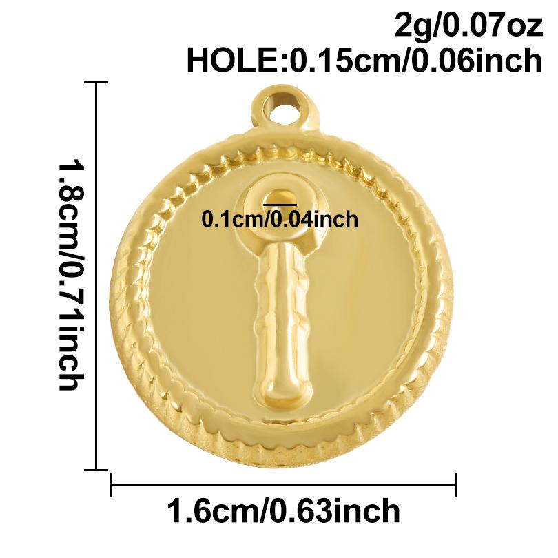 5pcs Pvd Round Charm Tool Wrench Sword Animal Stainless Steel Pendants For Jewelry Making Bracelets Keychain DIY Bag Charms Bulk