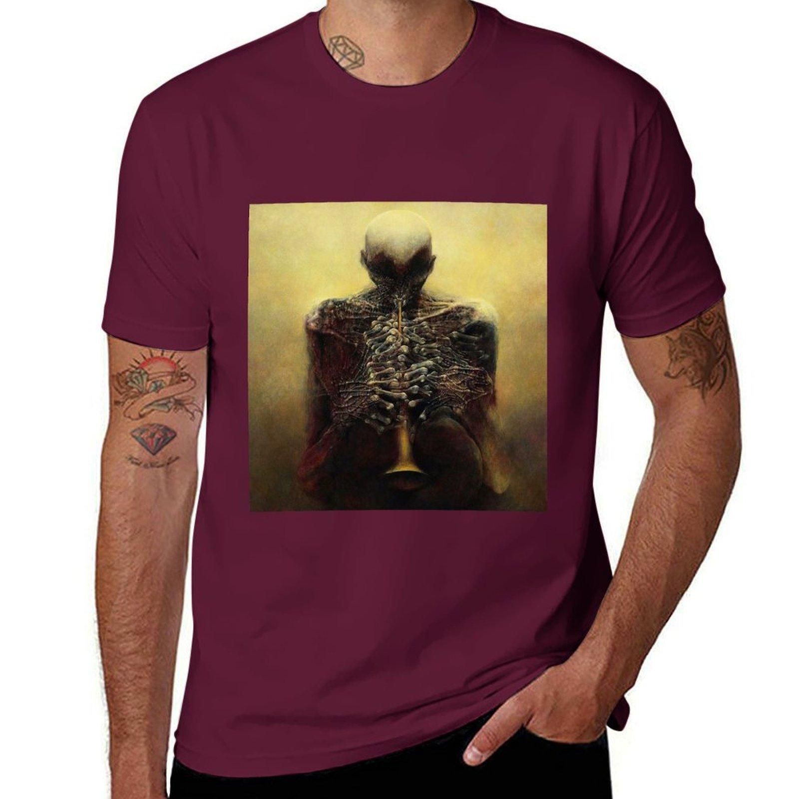 

Zdzisaw Beksinski art T-Shirt anime clothes heavyweights summer tops T-shirt men XL