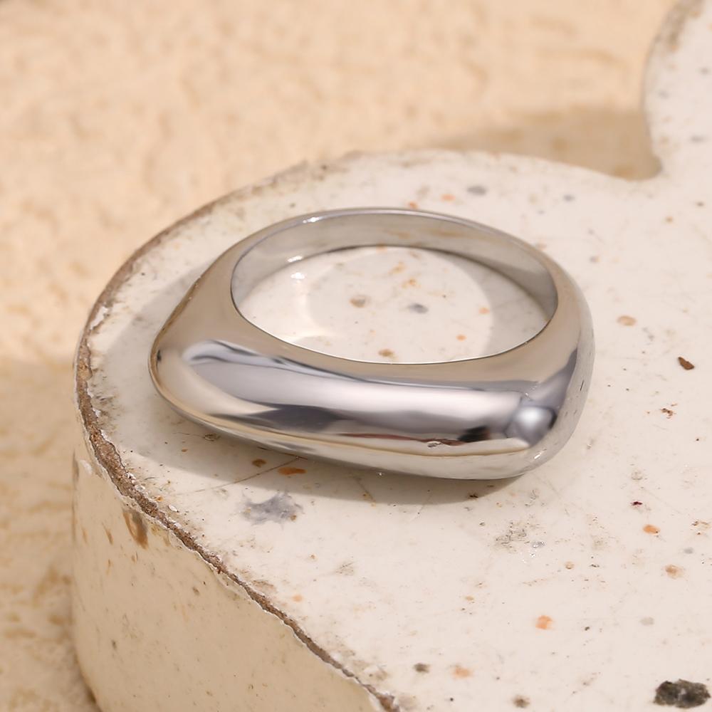 MamacitaSlay Classic 316L Stainless Steel Flat Stick Ring Waterproof 18K Gold Plated Jewelry 2026 Creative Women's Elegant Gift