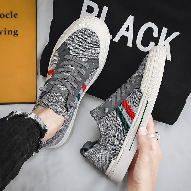 Men's Shoes Summer Breathable Fly-woven Thin Trendy Shoes Socks Mouth Lazy Cloth Shoes Men's Casual Skateboard Shoes