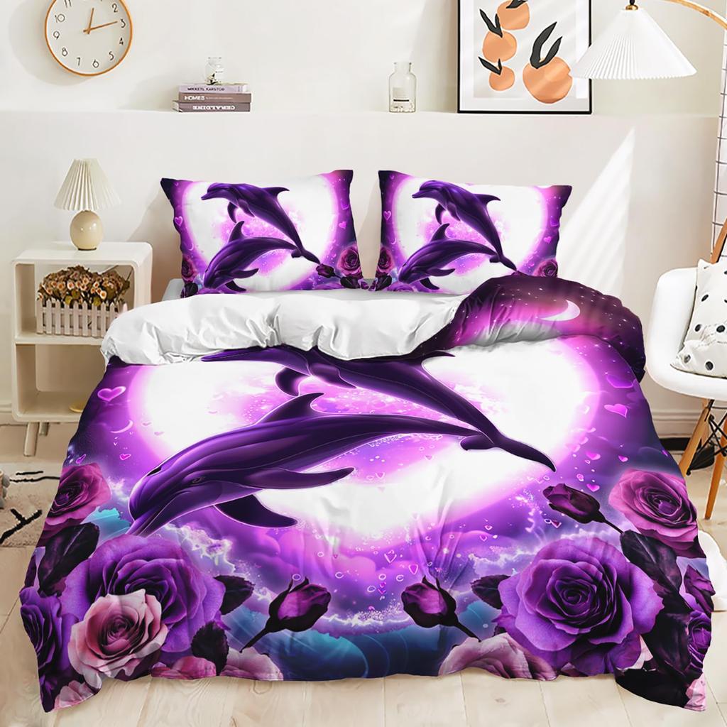 Comforter Jumping Dolphin Marine Themed Bedding Set King Full Twin For Kids Adults Decor Microfiber Ocean Animals