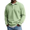 Men's Casual Long Sleeve Waffle Knit Polo Shirt Button Collar Pullover Lightweight Comfortable Fit Layering Top
