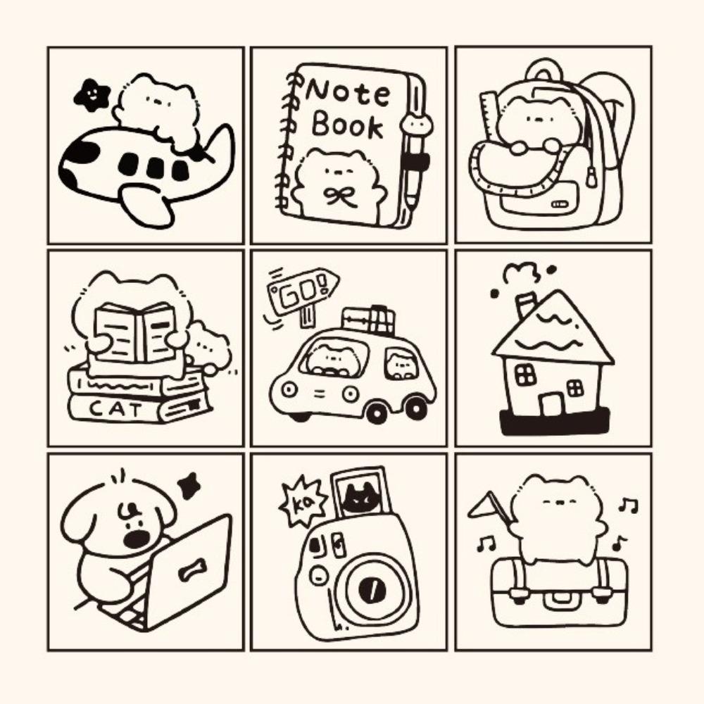 9pcs Set Cartoon Cat Dog Rubber Stamps Journal GO DIY Carved Stamps  for Scrapbooking Collage