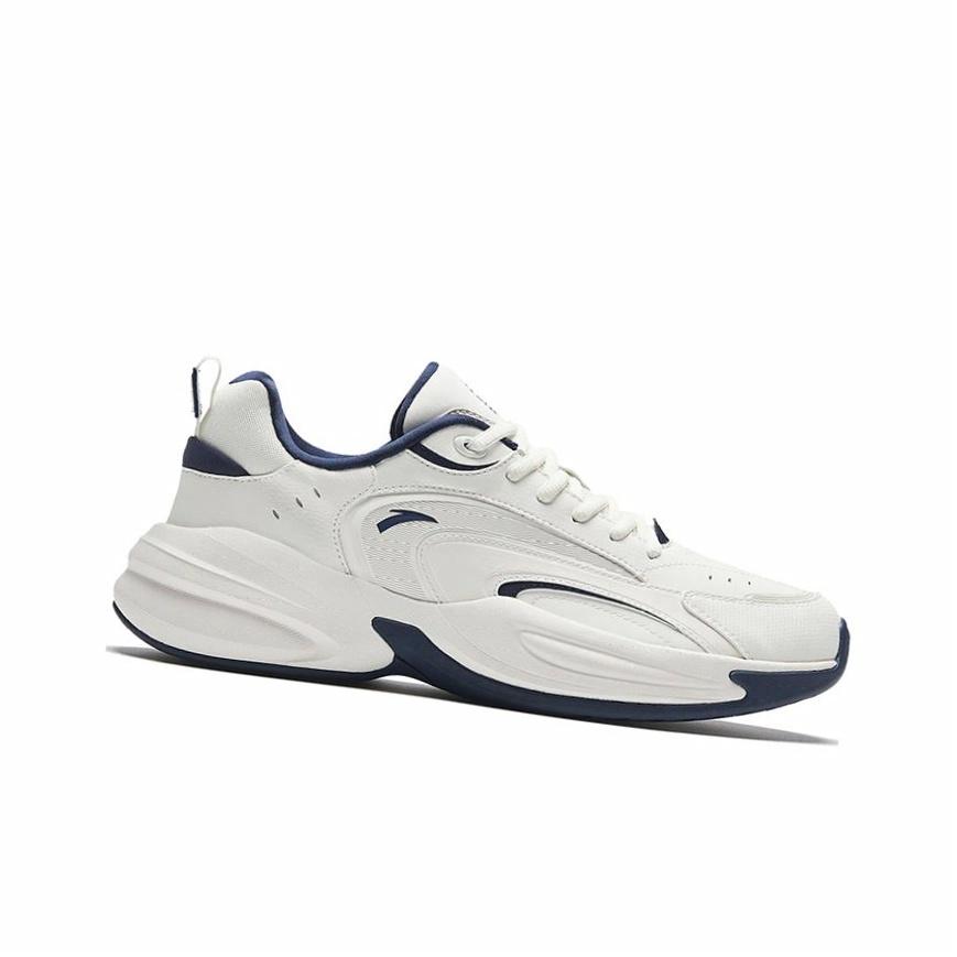 Anta ACE Slip Resistant, Abrasion Resistant, Lightweight Low Top Chunky Sneakers Men's White Dark Blue Sneakers 912338802-1